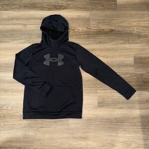 Under Armour Hoodie Boys XL Black ColdGear Logo Pullover Youth